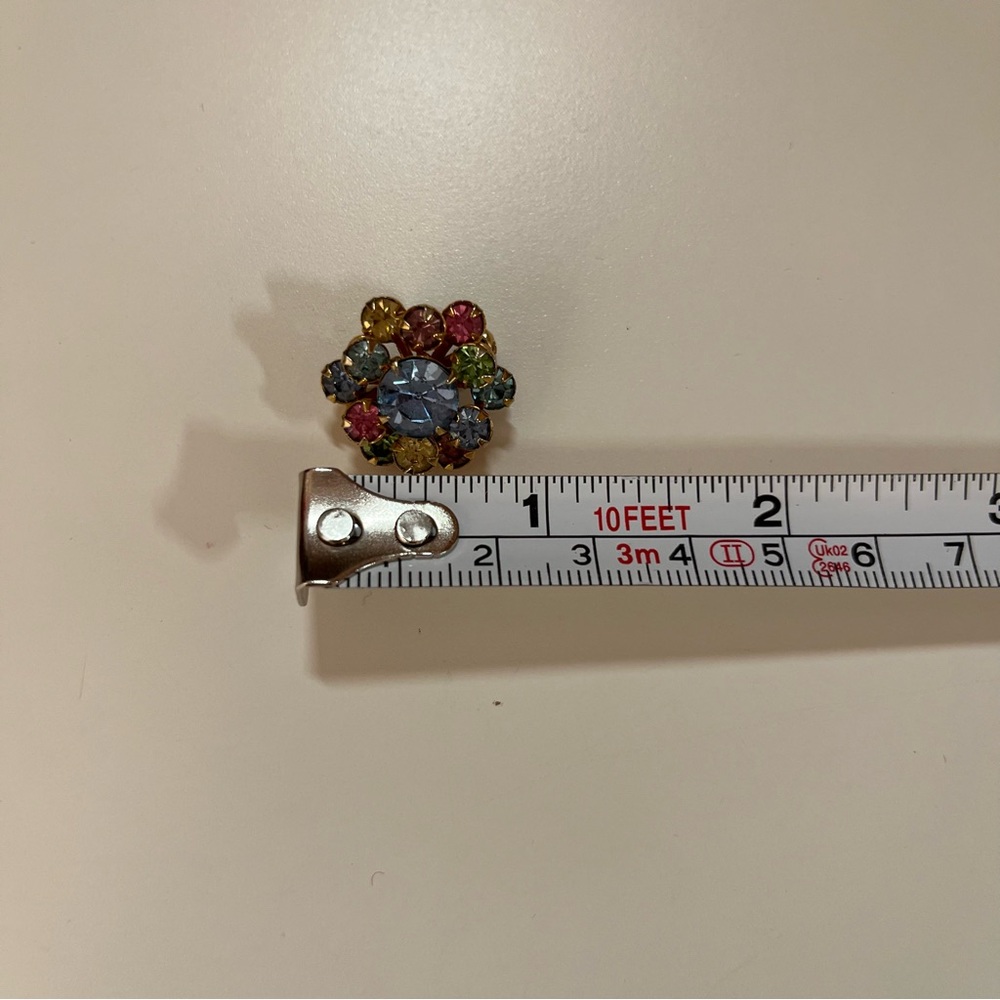Vintage antique art deco Retro Crystal Pastel fruit salad Mini Flower Brooch - Picture 12 of 13